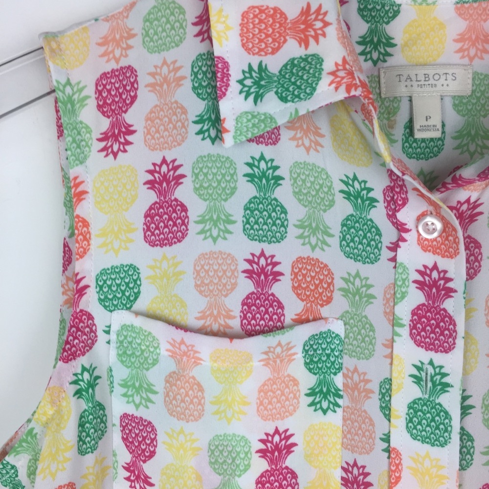 Talbots | Button Down Pineapple Print Top